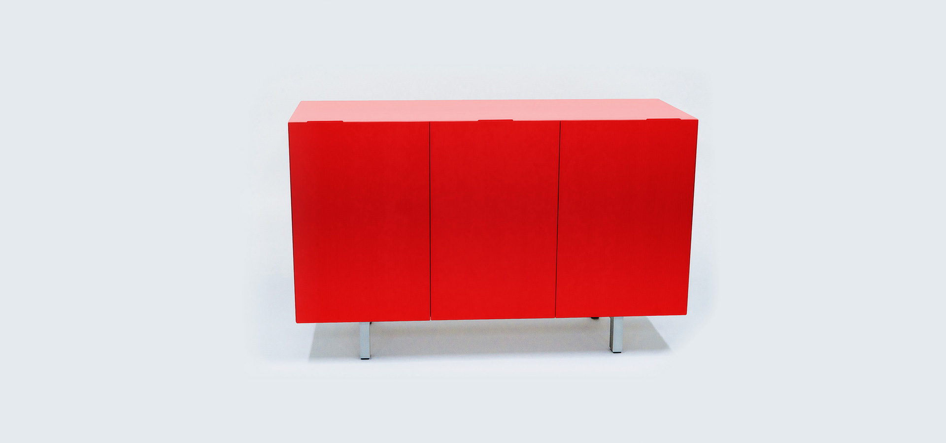 By F. Furniture cube credenza wood high gloss red finish handmade dutch
